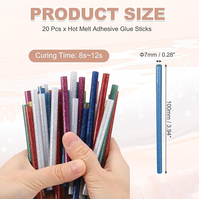 PATIKIL Hot Glue Sticks for Glue Gun, 20 Pcs Colored Hot Melt Adhesive Bulk Sticks for DIY Craft Projects Art Decoration Home Repairs, Blue (3.9" x 0.28")