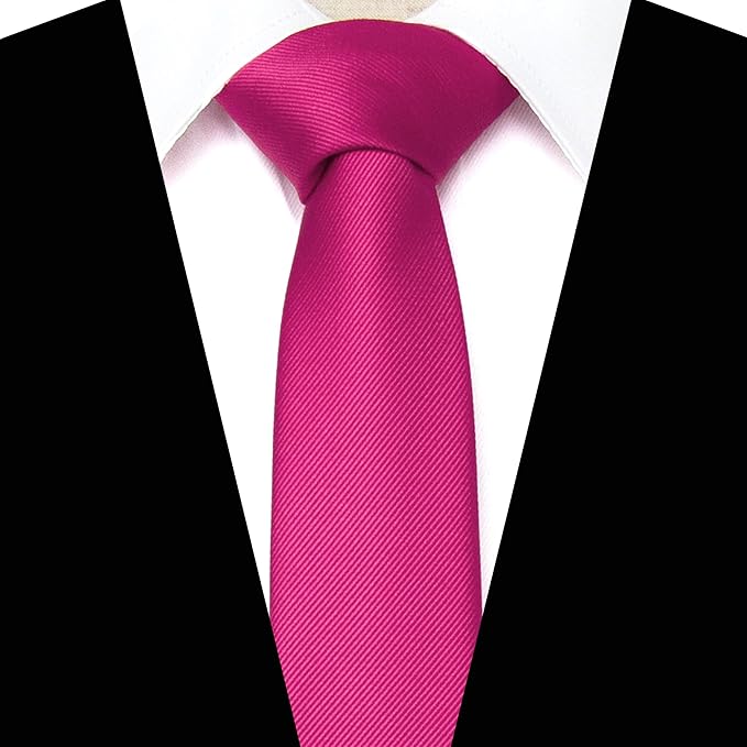 JEMYGINS 2.4" Solid Color Skinny Tie Slim Necktie for Men