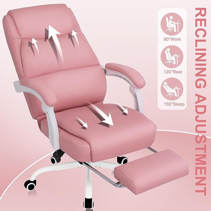 Misolant Big and Tall Office Chair with Footrest, High Back Desk Chair with Linkage Armrest, 90-155° Recline Executive Computer Chairs with Adjustable Height for Home