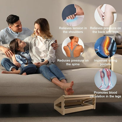 WOOD CITY Foot Rest for Under Desk at Work, 3 Heights Adjustable Footrest with Silicone Surface, 2 in 1 Foot Stool Improve Posture, Reduce Fatigue & Pain, Ideal for Home/Office/Gaming (Natural)