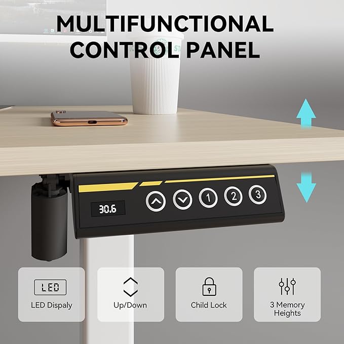 Electric Standing DeskAdjustable Height 40"x24" Stand Up Desk with Lockable Wheels Ergonomic Sit Stand Desk for for Work Office Home Computer Workstation (Nature)