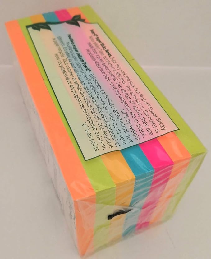 Post-it Super Sticky Notes, 3 in x in, Rio de Janeiro Collection, 14 Pads, 90 Sheets/Pad