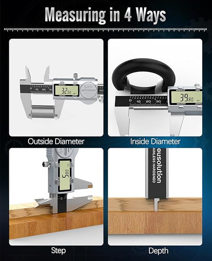 Housolution Digital Caliper 6 Inch, (ABS) Absolute Scale Caliper, IP54 Caliper Measuring Tool, Inch/MM/Fraction, Auto-Off LCD Stainless Steel Waterproof Micrometer Vernier Caliper, with Feeler Gauges