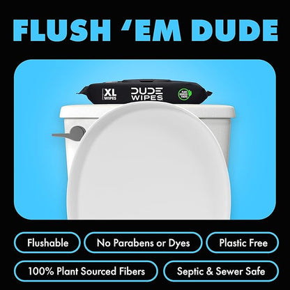 DUDE Wipes - Flushable Wipes Travel Pack, 108 Count - Extra Large - Unscented - with Vitamin E & Aloe - Septic and Sewer Safe (Pack of 72)