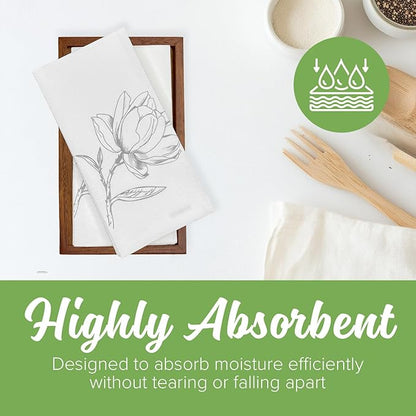 SimuLinen Silver Magnolia Disposable Bathroom Guest Towels - Folded, Single-Use, Kosher Paper Towels, 12x17", 100ct (Made in USA)