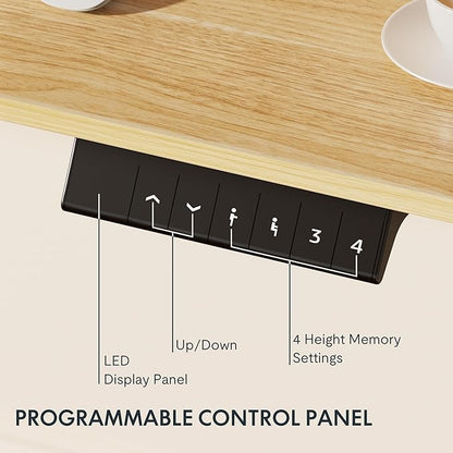 FLEXISPOT EN1 Whole-Piece Standing Desk 40" x 24" Electric Small Desk for Home Office (Black Frame + Maple Top, 2 Packages)