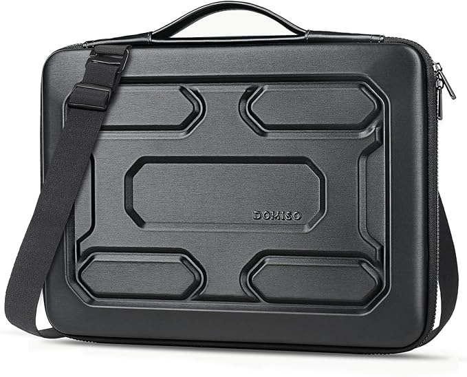 DOMISO 15.6 inch Laptop Sleeve Shoulder Bag Shockproof Computer Bag Waterproof EVA Protective Carrying Case for 15.6" Lenovo Yoga 720 IdeaPad 310 320 ThinkPad T570/Dell Inspiron 15/HP Envy 15, Black