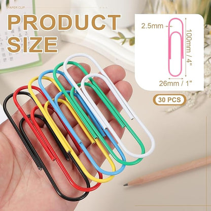 PATIKIL 4 Inch Large Paper Clip, 30PCS Big Paper Clip Extra Large Huge Metal Giant Clips Rust-Proof Strong Durable Bulk Cute for Home Office Accessories Bookmark, Pink