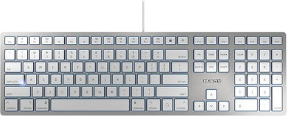 CHERRY KC 6000 Slim Keyboard Made with Mac Layout. with 12 Apple Specific Functions. Scissor Tech Typing for Near Silent. Alternative to Magic Keyboards. USB-A Wired. US Layout White and Silver.