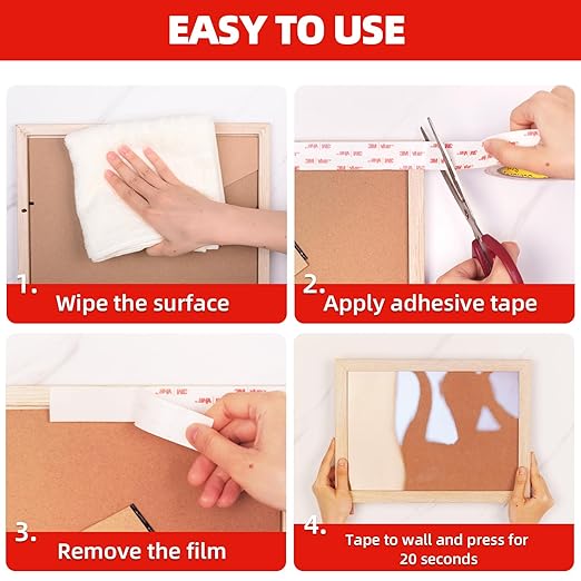 Double Sided Tape Heavy Duty, 2" x 9.85FT Removable Mounting Tape for Wall, Extra Strong Foam Tape, Picture Hanging Adhesive Strips Waterproof for Cars, Walls, Home, Office Décor