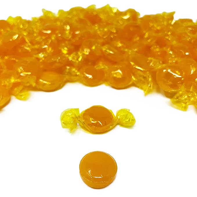 Holiday Butterscotch Hard Candy Disks - 6 lbs - Butter Scotch Flavored Old School Classic Hard Candies - Bulk American Vintage Candy Assortment- Individually Wrapped, 96 oz.