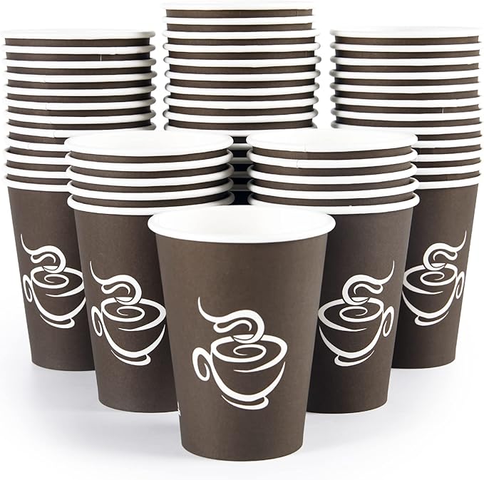 LITOPAK 240 Pack 12 oz Paper Cups, Brown Disposable Hot Coffee Cups for Party, Picnic, Travel, and Events
