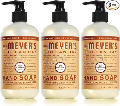 MRS. MEYER'S CLEAN DAY Hand Lotion for Dry Hands, Non-Greasy Moisturizer Made with Essential Oils, Oat Blossom, 12 oz Bottles, Pack of 3