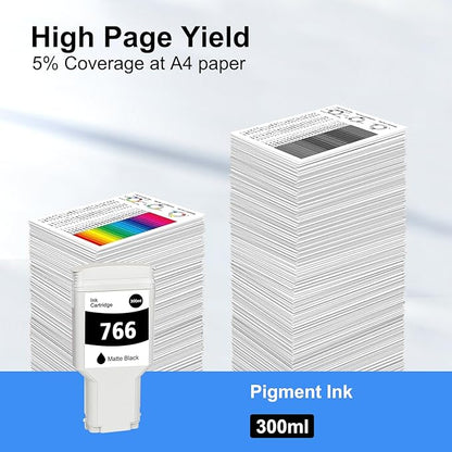 766 Ink Cartridge Matte Black P2V92A DYE 766 MBK Ink Replacement for 766 Ink Cartridge for DesignJet XL 3600 3600dr Series Printer Ink 1-Pack 300ml