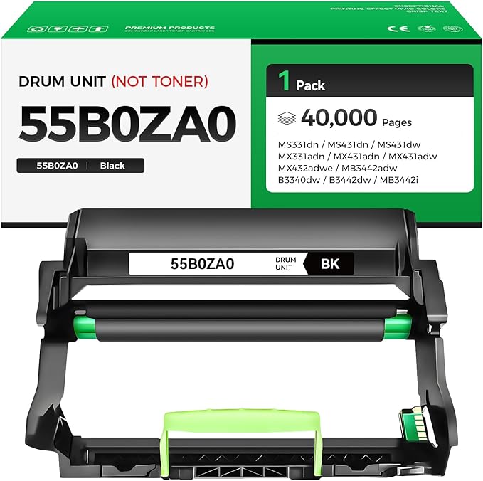 55B0ZA0 Imaging Unit (Not Toner) Replacement for 55B0ZA0 Drum Unit Compatible with Lexmark MS331dn MS431dn MX331adn MS431dw MX431adn MX431adw MX432adwe MB3442adw B3340dw B3442dw MB3442i Laser Printer