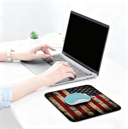 American Antique Flag Patterns Desk Mat, Large Gaming Mouse Pad Non-Slip Rubber Base with Stitched Edges, Waterproof Protection for PC Laptop Home Office Desk Decor (8x9in)
