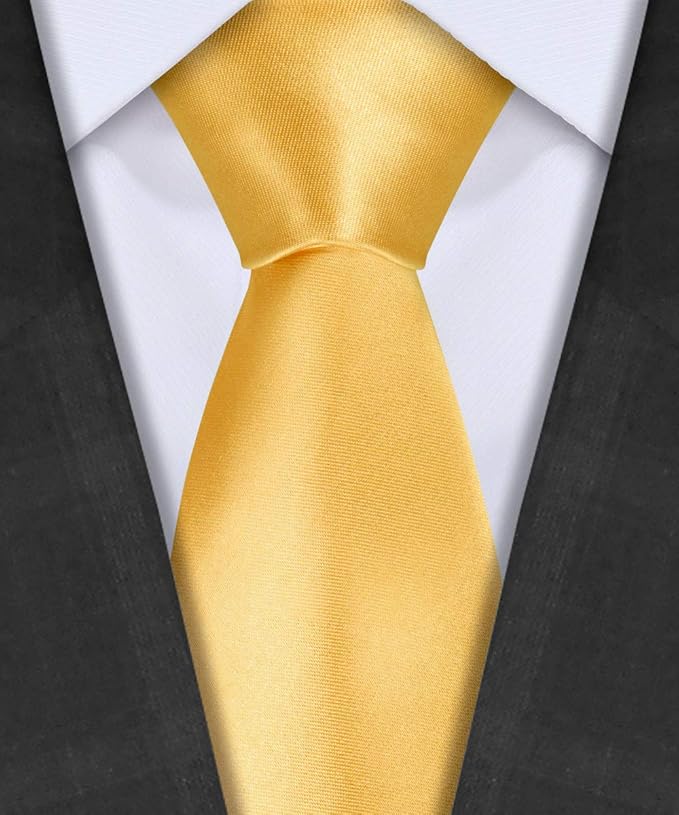 TIE G 5pcs Tie Set in WHITE OR BLACK GIFT BOX: Solid Color Necktie, Satin Bow Tie, Pocket Square, Lapel, Cuff Links