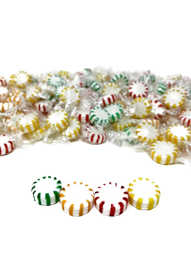 Holiday Fruit Flavored Hard Candy - 6 lbs - Apple, Strawberry, Lemon and Orange Flavored Disks Old School Classic Starlights - Bulk American Vintage Candy Assortment - Individually Wrapped, 96 oz.