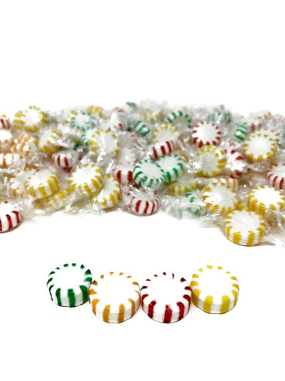 Holiday Fruit Flavored Hard Candy - 6 lbs - Apple, Strawberry, Lemon and Orange Flavored Disks Old School Classic Starlights - Bulk American Vintage Candy Assortment - Individually Wrapped, 96 oz.