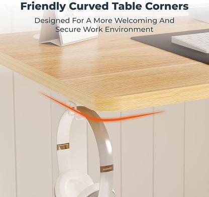 Adjustable Stand Up Desk Standing Desk, 40x24 Inches Home Office Desks with Memory Preset Computer Workstation, Splice Maple Top + White Frame