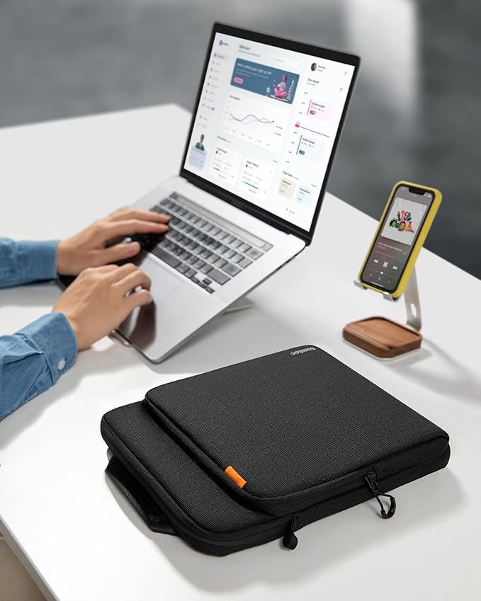 tomtoc 360 Protective Laptop Sleeve Designed for 2025 14-inch MacBook Pro M5/M4/M3/M2 Pro/Max, 13.8'' Surface Laptop AI PC, Water-Resistant Well-Organized Accessory Sleeve Case with Handle