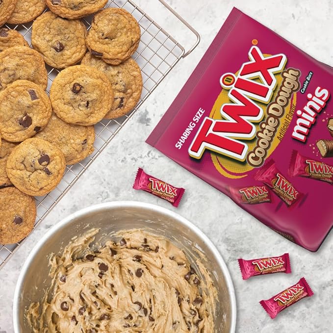 TWIX Minis Cookie Dough Milk Chocolate Bars, Sharing Size, 7.7 oz Bags (Pack of 8)