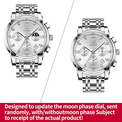 OLEVS Men's Luxury Watch Waterproof Luminous Easy Read Chronograph Watches Full Gold/White Dail/Black Face with Calendar Wristwatch