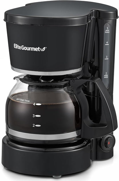 Elite Gourmet EHC-5055# Automatic Brew & Drip Coffee Maker with Pause N Serve Reusable Filter, On/Off Switch, Water Level Indicator, Black