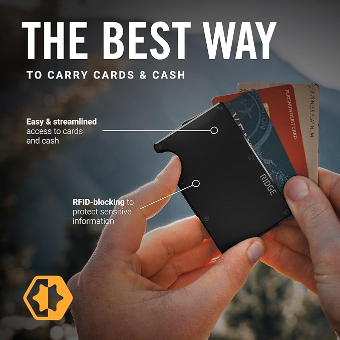 The Ridge Wallet - Slim Minimalist Compact Wallet and Card Holder| RFID Protected Front Pocket Wallets | Integrated Money Clip | Royal Black