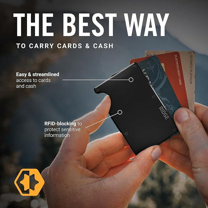 The Ridge Wallet - Slim Minimalist Compact Wallet and Card Holder| RFID Protected Front Pocket Wallets | Integrated Money Clip | Royal Black