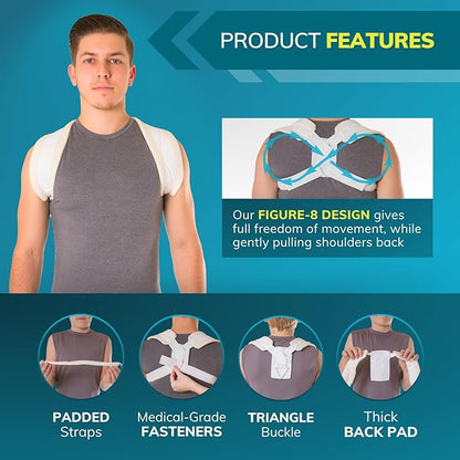 BraceAbility Pediatric Clavicle Support Brace - Figure 8 Upper Back Brace Posture Corrector for Kids, Shoulder Straightener, Kyphosis Relief, Youth Sling for Injuries and Fractures (Extra Small)