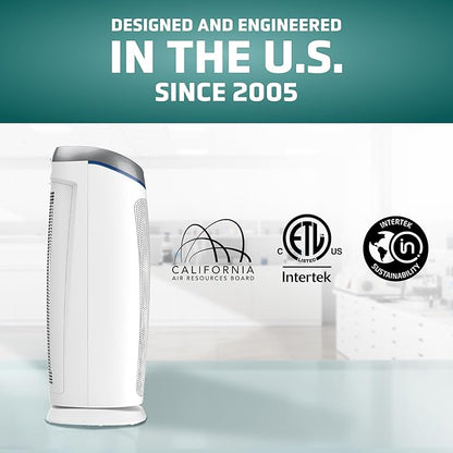 GermGuardian Air Purifier with Genuine HEPA 13 Pet Pure Filter, Removes 99.97% of Pollutants, Covers Large Rooms up to 915 Sq. ft. in 1 Hour, UV-C Light Helps Reduce Germs, 28", White, AC5250WPT