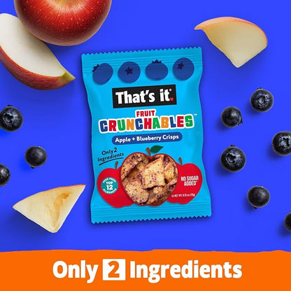 That's it. Fruit Crunchables – 100% Apple + Blueberry Crisps, 15 Pack healthy snacks for kids Plant-Based, Non-GMO, Gluten-Free, No Sugar Added, Healthy Fruit Snacks for Kids & Adults