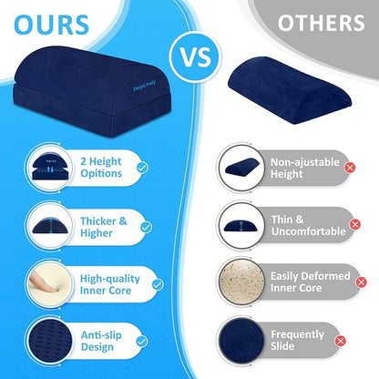 StepLively Foot Rest for Under Desk at Work, Comfortable Foot Stool with 2 Adjustable Heights, Footrest with Washable Cover, for Back & Hip Pain Relief, Suitable for Office, Home and Car (Blue)