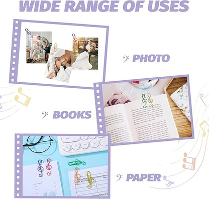 SUMAJU 150 Pcs Music Paper Clips, Music Teacher Gifts Music Gifts for Women Colorful Paper Clip Metal Musical Notes Clips Bookmark Clip for School Supplies