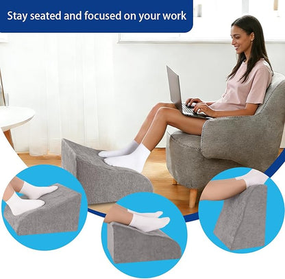 Foot Rest for Under Desk at Work, Ergonomic Under Desk Footrest with Washable Cover for Office, Home & Gaming Leg Elevation Pillow Dark Gray