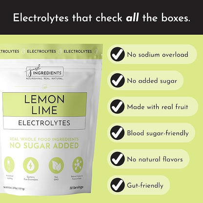 Lemon Lime Electrolytes – 30‑Serving Hydration Drink Mix with Coconut Water, Sea Salt, and Trace Minerals – Supports Energy, Recovery, and Electrolyte Balance*
