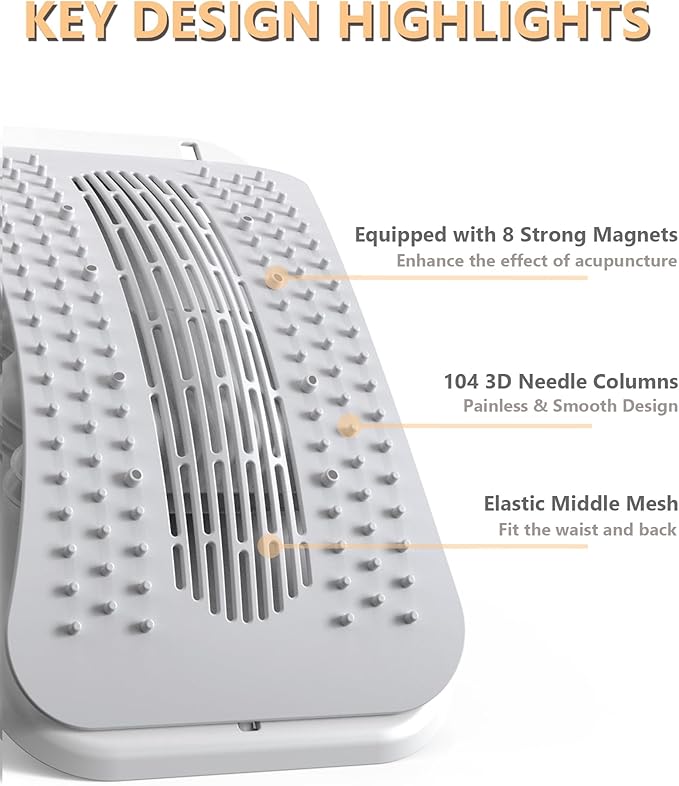 Manual Advanced Back Stretcher for Lower Back Pain Relief with Acupressure Nodes, Manual Adjustable Lumbar Traction Device for Spinal Decompression&Posture Corrector