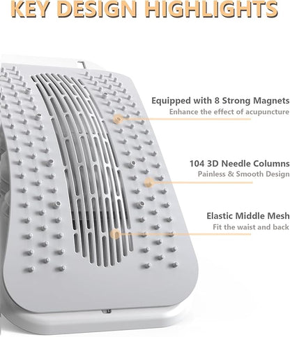 Manual Advanced Back Stretcher for Lower Back Pain Relief with Acupressure Nodes, Manual Adjustable Lumbar Traction Device for Spinal Decompression&Posture Corrector
