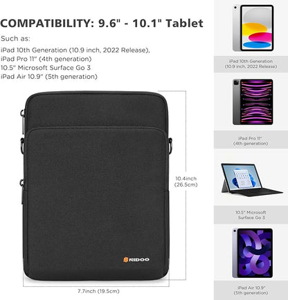 NIDOO 10 inch Laptop Sleeve Carrying Bag Shoulder Case for 10.9" 11" iPad Air M3 M2/ 11" iPad Pro 2025/10.9" 10.2" 11 inch iPad/ 10.5" Samsung Galaxy Tab A8 S8 / 10.4" HUAWEI / 10.6" Lenovo Handle
