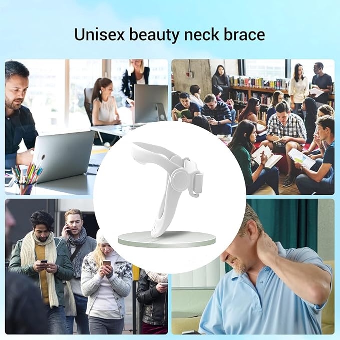 360°Adjustable Neck Brace - Cervical Collar with Neck Stretcher | Neck Orthotics for Forward Head Posture Correction and Cervical Spine Support and Alleviating Pressure (White)