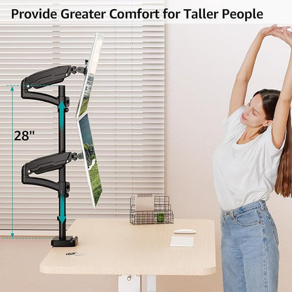 MOUNT PRO Vertical Dual Monitor Mount, Stacked Monitor Stand for 2 Computer Screens up to 32 inches, Fully Adjustable Gas Spring Display Desk Mount, Each Arm Holds up to 17.6lbs, VESA Mount
