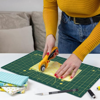 Headley Tools Rotary Cutter Set - 45mm Fabric Cutter, 5 Extra Rotary Blades, A3 Cutting Mat, Quilting Ruler and Sewing Clips, Craft Knife Set, Ideal for Crafting, Sewing, Scrapbooking, Patchworking