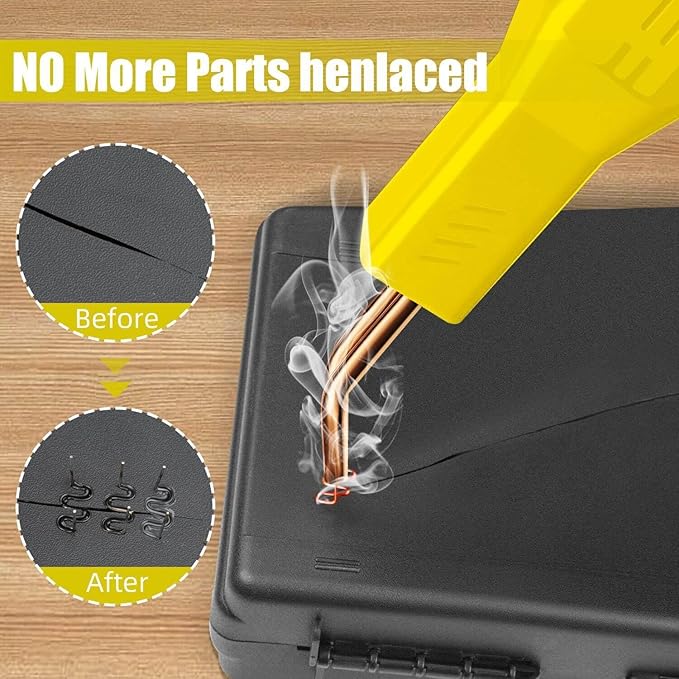 200W Plastic Welder, 2000PCS Staples 10PCS Sandpaper, Plastic welding Kit, Plier Custom Carry Case, Plastic Repair Car Bumper Repair Simplicity Of Use (Yellow)