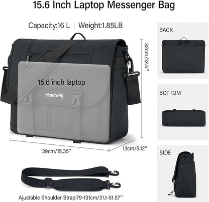 Hanke Durable Messenger Bag for Men with 15.6 Laptop Case, Business Cross Body Bag Briefcase for Women,School Work Tote Bag