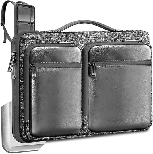 Hseok Laptop Case 15 15.6 16 inch Sleeve with Handle and Hidden Strap,Compatible with MacBook Pro 15.4 16, 360° Protective PC Briefcase with 4 Pockets for Laptop Accessory,Easy to Carrying,Silver gray