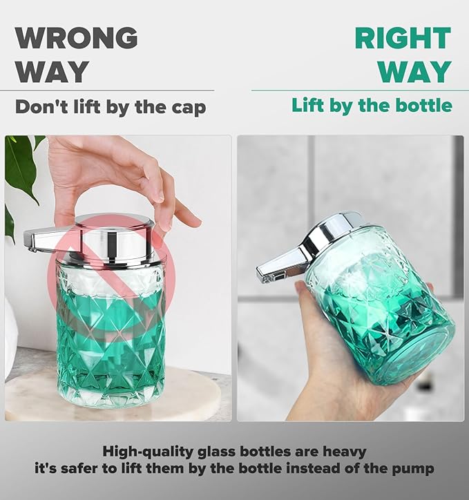 Automatic Soap Dispenser Foam for Bathroom: 8 OZ Glass Touchless Clear Auto Foaming Soap Dispenser for Kitchen - Hand Dish Lotion Home Countertop Kids - Family Couple