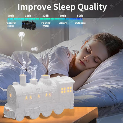 Diffuserlove Essential Oil Diffuser 300ML Train Cool Mist Humidifier Quiet Aromatherapy Diffuser with Night Light for Bedroom Desk