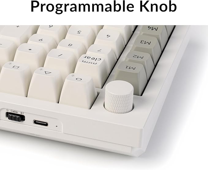 Keychron Q0 Max Wireless Custom Mechanical Numpad, 2.4 GHz/Bluetooth 5.1/Wired QMK Number Pad, RGB Hot-Swappable with Gateron Red Switch for Laptop Mac Windows Linux - White