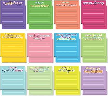 Yinder 48 Pcs Employee Appreciation Sticky Notes Xmas Gift Bulk Motivation Note Pads Mini Inspirational Note Gift for Teacher Nurse Staff Coworker Office Supply 3 x 3'' (Appreciation,Classic Color)